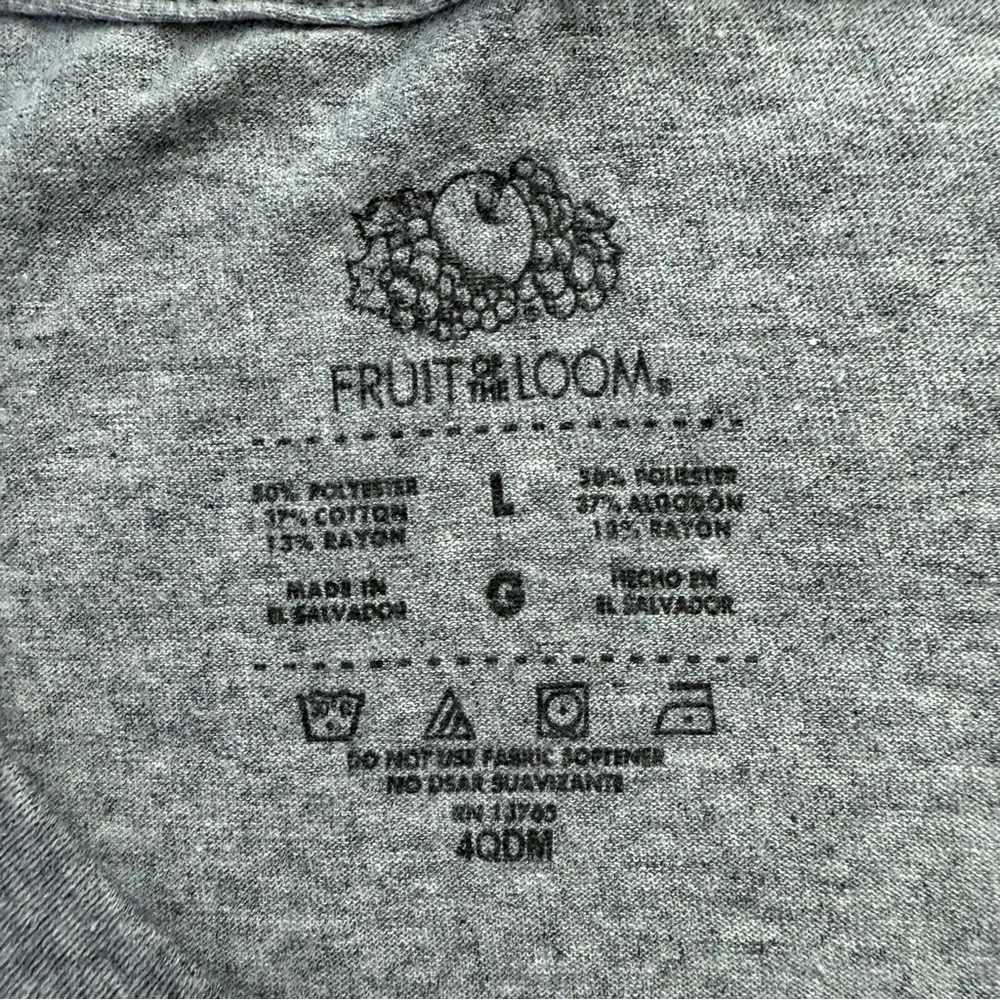 Fruit of the Loom cotton blend gray v-neck long t-shirt size Large - Picture 5 of 7